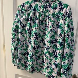 Talbots Green and Blue Floral Blouse